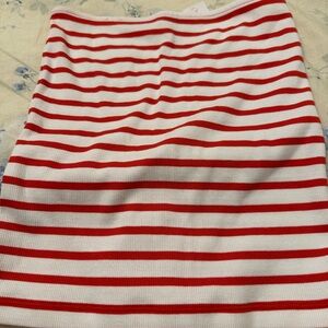 LOFT Striped Red and White Blouse